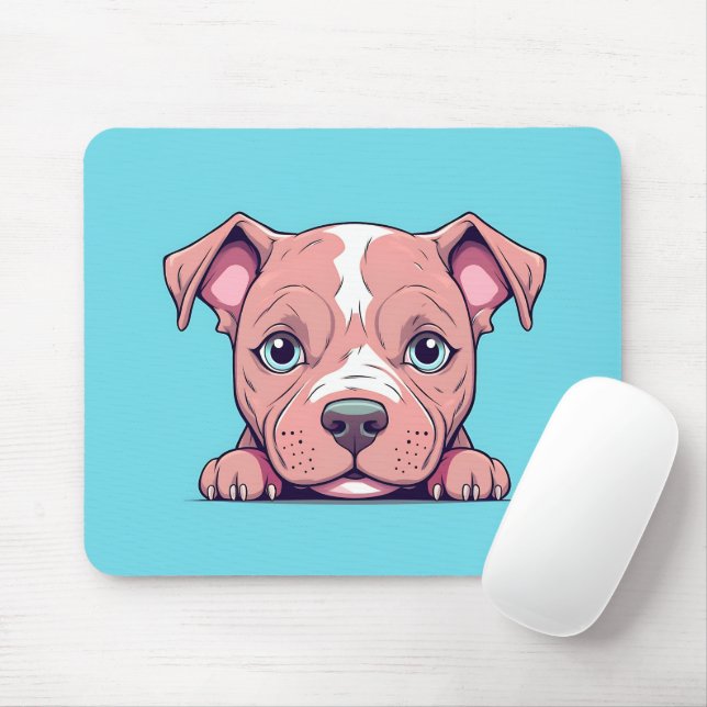 Niedlich Peeking Bull Terrier Dog Mousepad (Mit Mouse)
