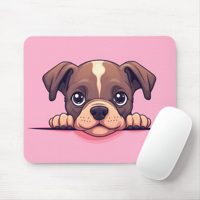 Niedlich Peeking Bull Terrier Dog Mousepad (Mit Mouse)