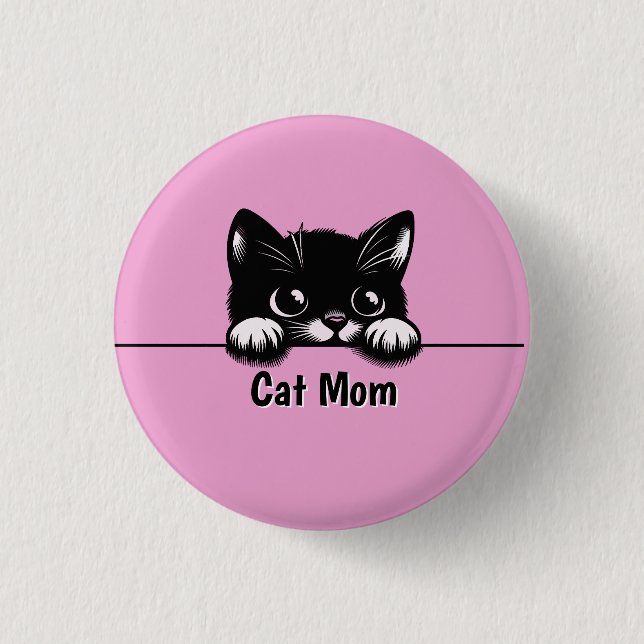 Niedlich Peeking Cat Design Button (Vorderseite)