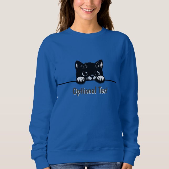 Niedlich Peeking Cat Design Sweatshirt (Vorderseite)