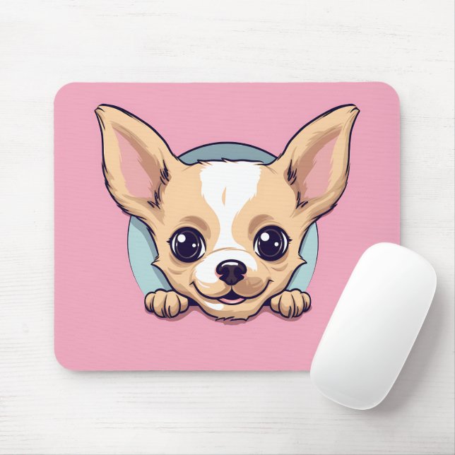 Niedlich Peeking Chihuahua Dog Mousepad (Mit Mouse)