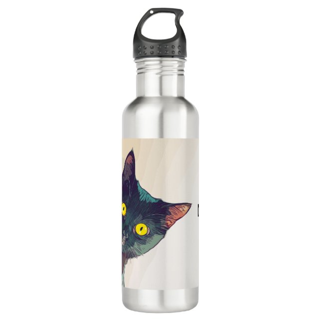 Niedlich Peeking Katze Design Wasserflasche Edelstahlflasche (Vorderseite)