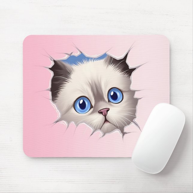Niedlich Peeking Ragdoll Cat Mousepad (Mit Mouse)