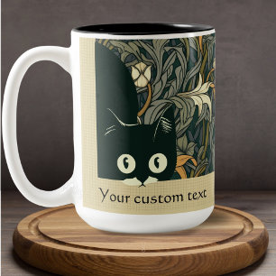 Niedlich Peekkatze Jugendstil Blumenname Aquamarin Zweifarbige Tasse