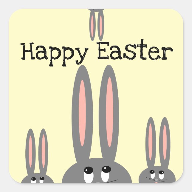 Niedlich Peeping Bunnies Happy Oaster Stickers (Vorderseite)
