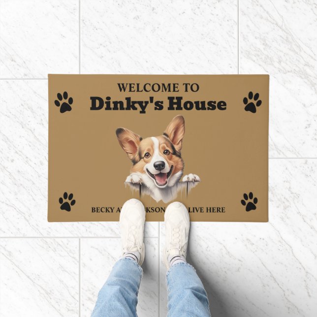Niedlich Pembroke Welsh Corgi Dog Foto Fußmatte (Indoor)