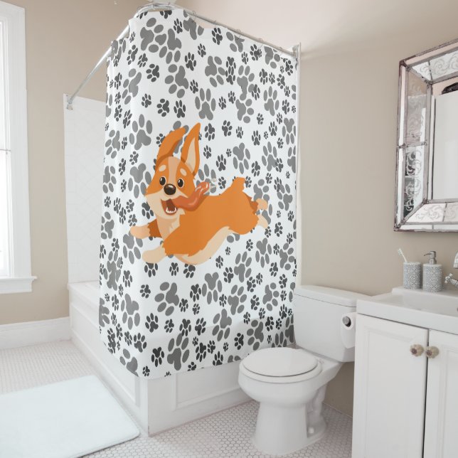 Niedlich Pembroke Welsh Corgi Duschvorhang (Beispiel)