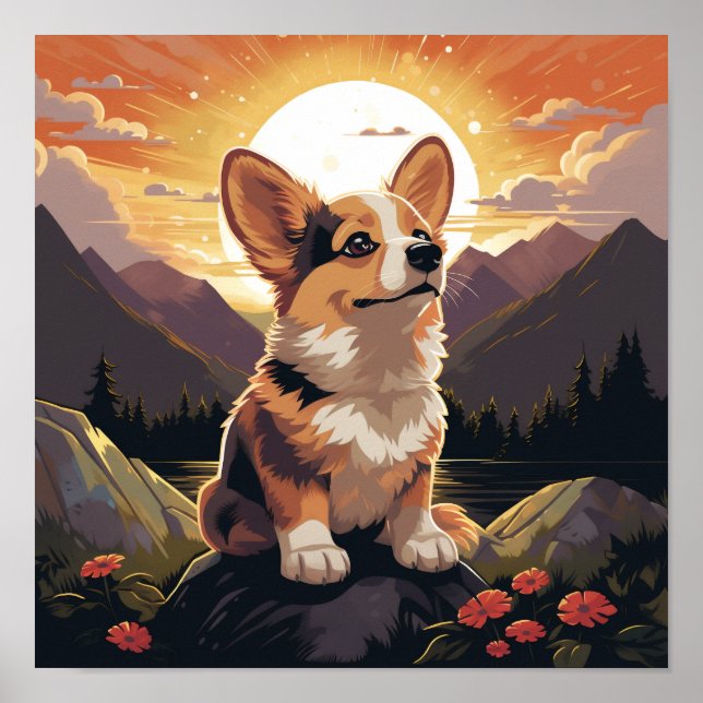 Niedlich Pembroke Welsh Corgi Puppy Dog Poster (Vorne)