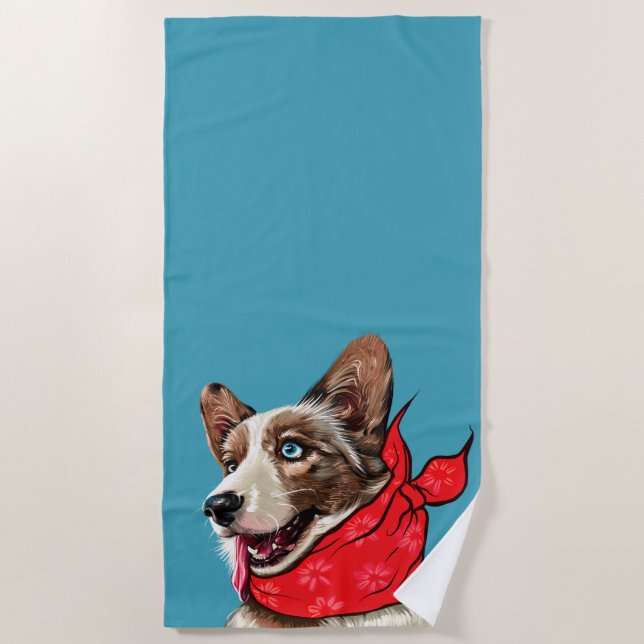 Niedlich Pembroke Welsh Corgi Strandtuch (Vorderseite)