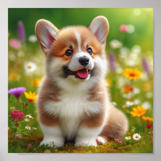 niedlich Pembroke Welsh Corgi Welppy Poster (Vorne)