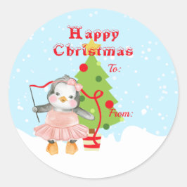 Niedlich Penguin Ballerina Runder Aufkleber