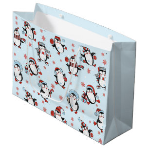 Niedlich Penguin Blauer Weihnachten Große Geschenktüte