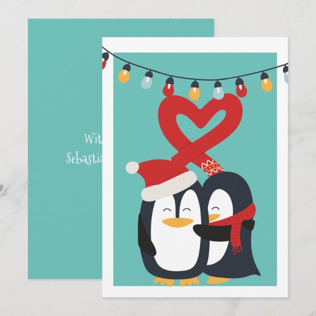 Niedlich Penguin Couple Personalisiert Weihnachten (Vorne/Hinten)