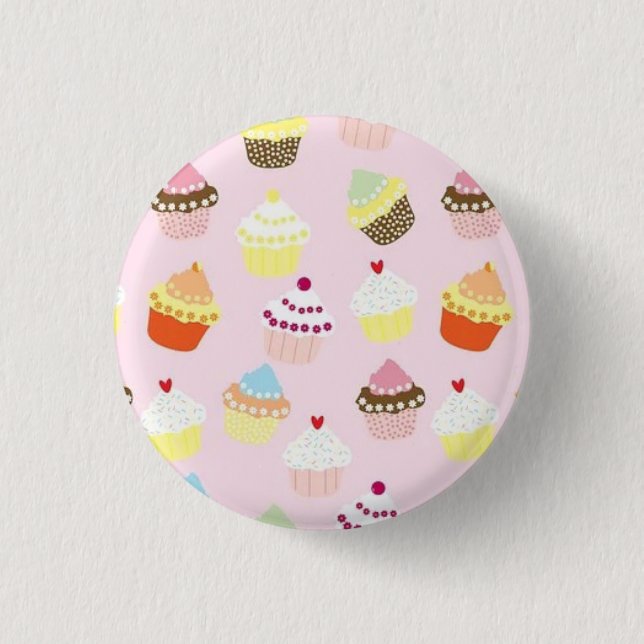 Niedlich Perfect Gorgeous Pink Cupcake Button (Vorderseite)