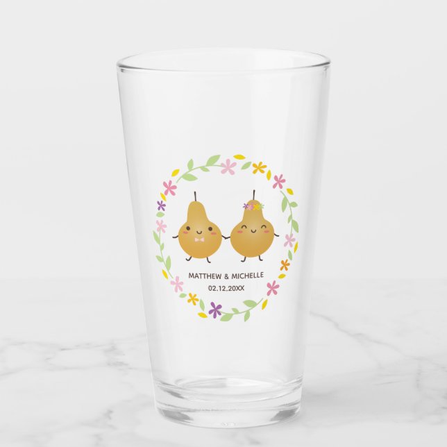 Niedlich Perfect Pear Verheiratete Paare Neuauflag Glas (Vorderseite)