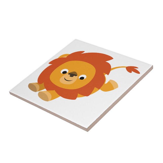 Niedlich Perky Cartoon Lion Tile Fliese (Seite)