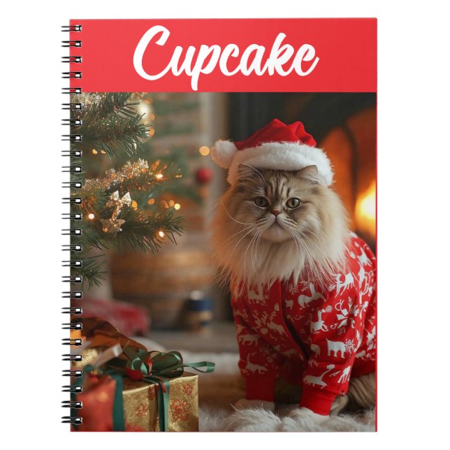 Niedlich Persian Cat Christmas Personalisiert Note Notizblock (Vorderseite)