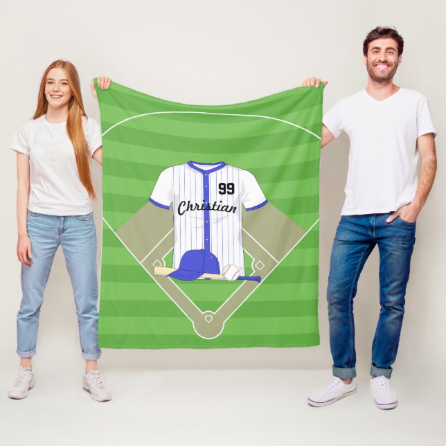 Niedlich Personalisiert Baseball Blue Fleecedecke (Beispiel)