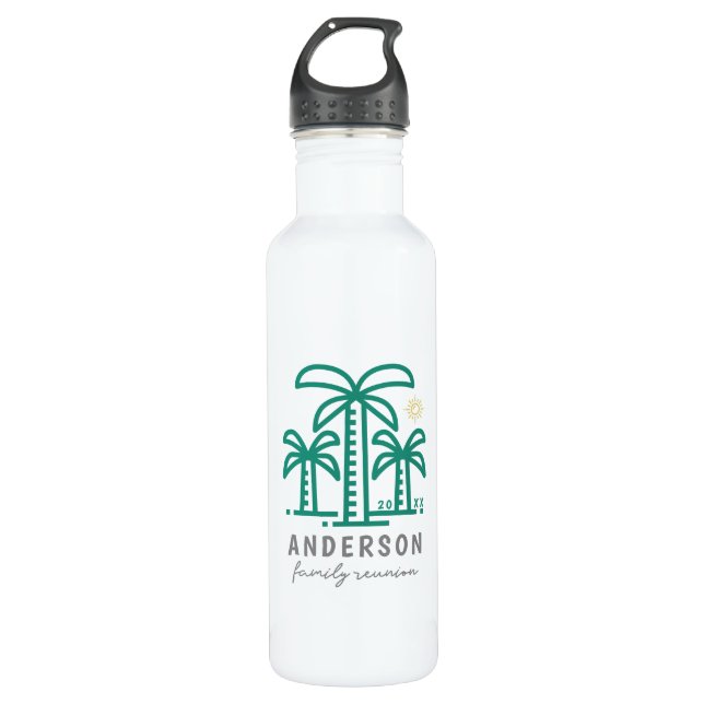Niedlich Personalisiert Beach Family Wiedersehen Edelstahlflasche (Vorderseite)