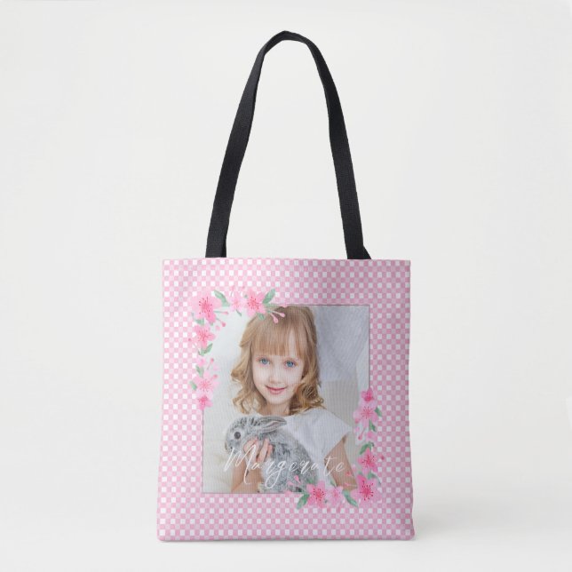 Niedlich Personalisiert ein Foto Rosa Tasche (Vorderseite)