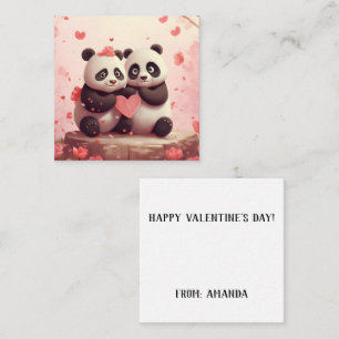 Niedlich Personalisiert Panda Valentine Mitteilungskarte