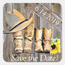 Niedlich Personalisiert Rustikal Save the Date Quadratischer Aufkleber