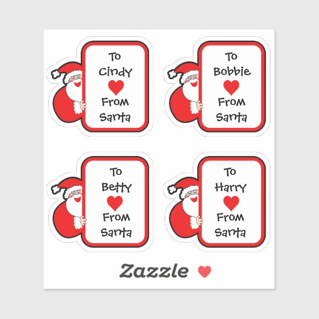 Niedlich Personalisiert von Santa Stickers Aufkleber (Blatt)
