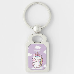 Niedlich Personalisierte Kawaii Whimsical Unicorn Schlüsselanhänger