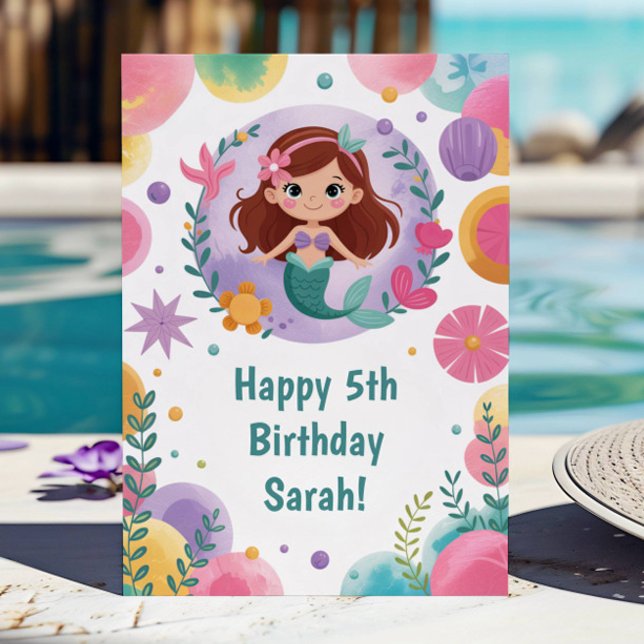 Niedlich Personalisierte Lila Mermaid Geburtstag Karte (Von Creator hochgeladen)
