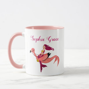 Niedlich Personalisierte Lila Mermaid & Pink Mermi Tasse
