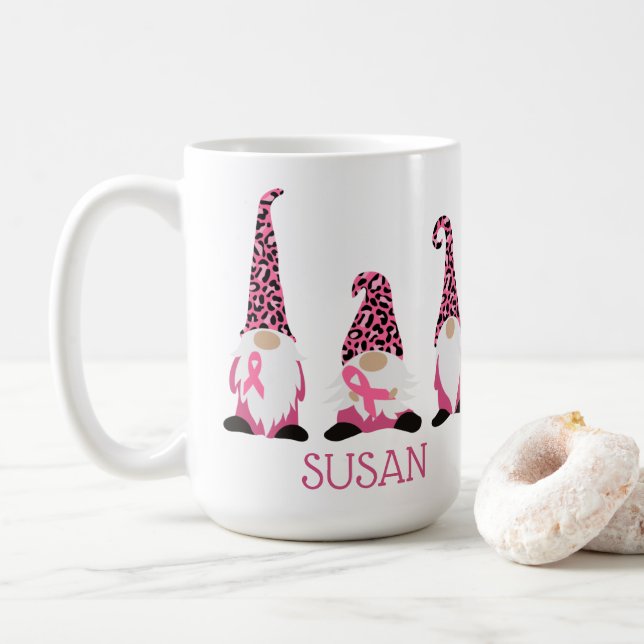 Niedlich Personalisierte rosa Schleife Kaffeetasse (Mit Donut)