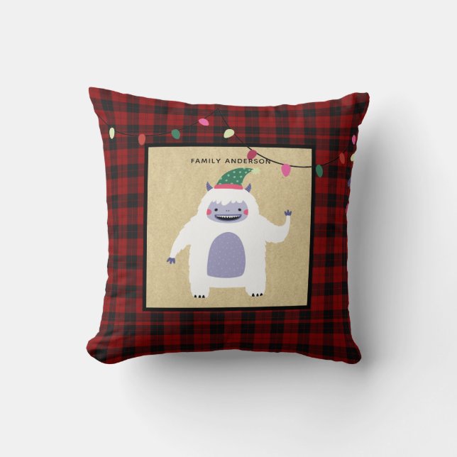 Niedlich Personalisierte Xmas YETTI Monster Buffal Kissen (Vorderseite)