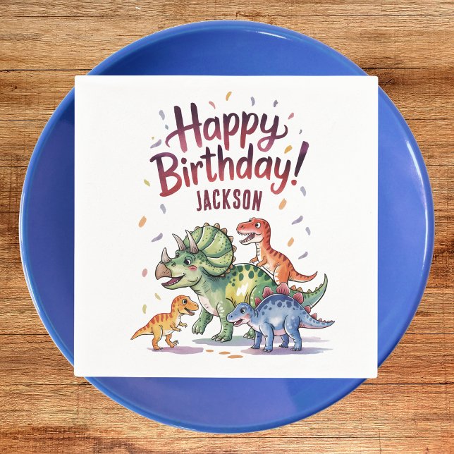 Niedlich Personalisierter Dinosaurier Geburtstag Serviette (Von Creator hochgeladen)