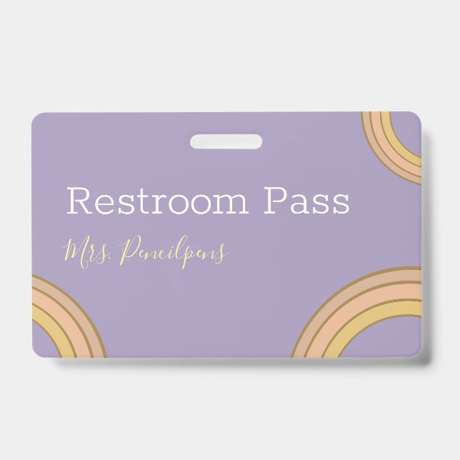 Niedlich Personalisierter Lila Boho Rainbow Hall P Ausweis (Vorderseite)