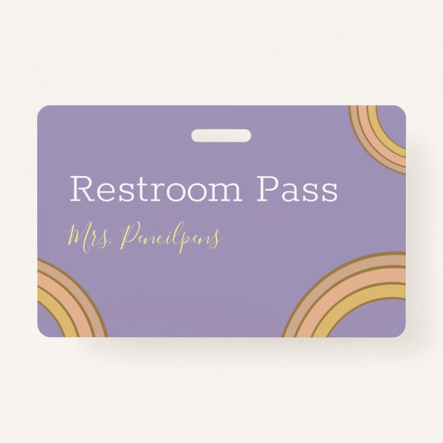 Niedlich Personalisierter Lila Boho Rainbow Hall P Ausweis (Vorderseite)