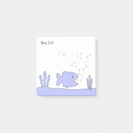 Niedlich personalizable Blue Cartoon Fish Square Post-it Klebezettel