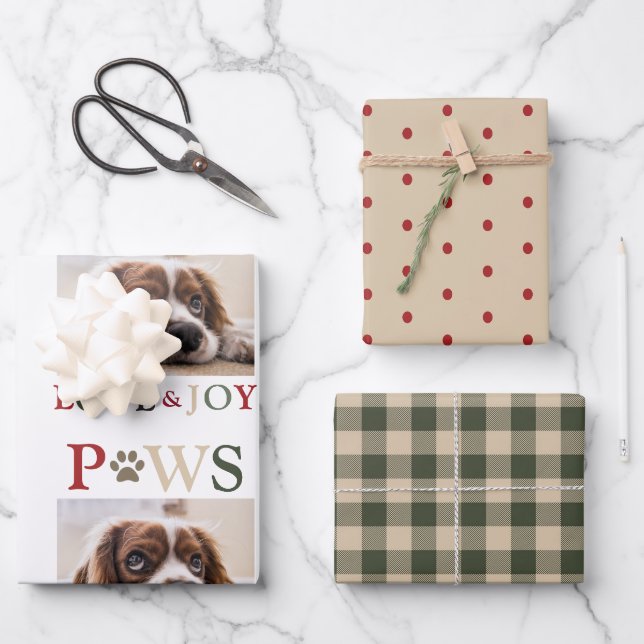 Niedlich Pet Foto Paws Liebe Joy Geschenkpapier Set (Vorderseite)