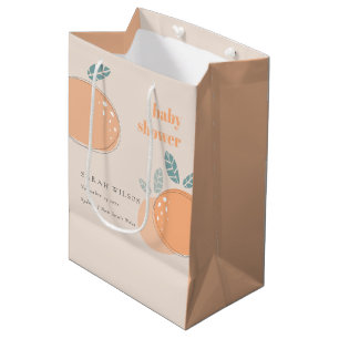 Niedlich Pfirsichblüte Orange Fruchtig Baby Dusche Mittlere Geschenktüte