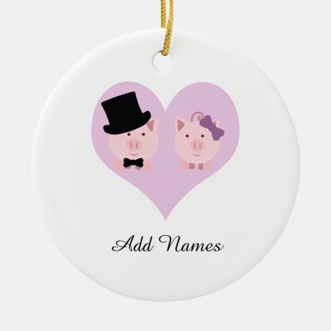 Niedlich Pig Couple Keramik Ornament (Vorne)