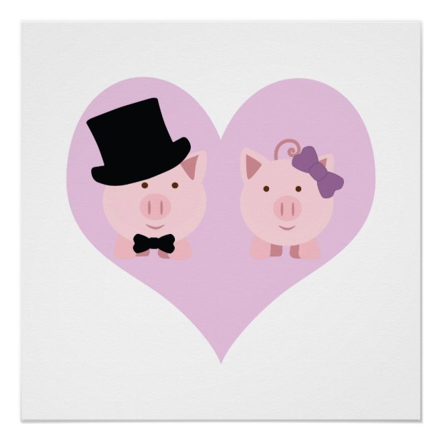 Niedlich Pig Couple Poster (Vorderseite)