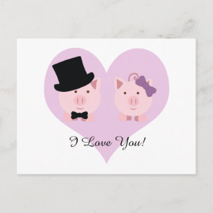 Niedlich Pig Couple Postkarte