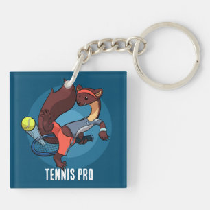 Niedlich Pine Marten Tennis Pro Trick Shock Cartoo Schlüsselanhänger
