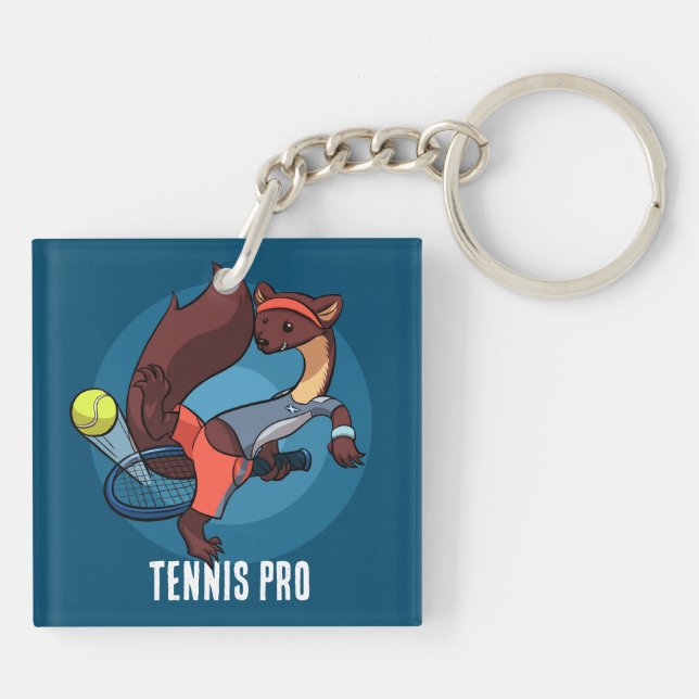 Niedlich Pine Marten Tennis Pro Trick Shock Cartoo Schlüsselanhänger (Rückseite)