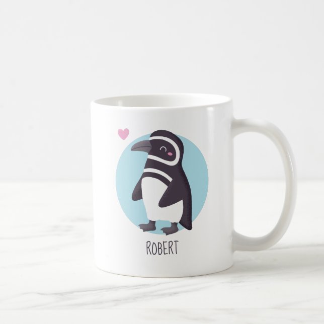 Niedlich Pinguin Boyfriend Matching Personalisiert Kaffeetasse (Rechts)