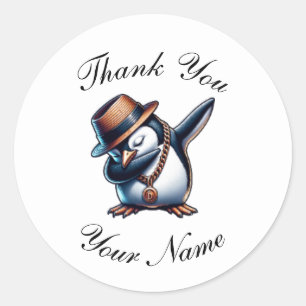 Niedlich Pinguin Vielen Dank für den klassischen R Runder Aufkleber