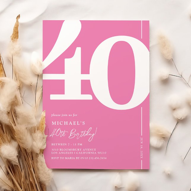 Niedlich Pink 40. Geburtstag Party Einladungen (Von Creator hochgeladen)