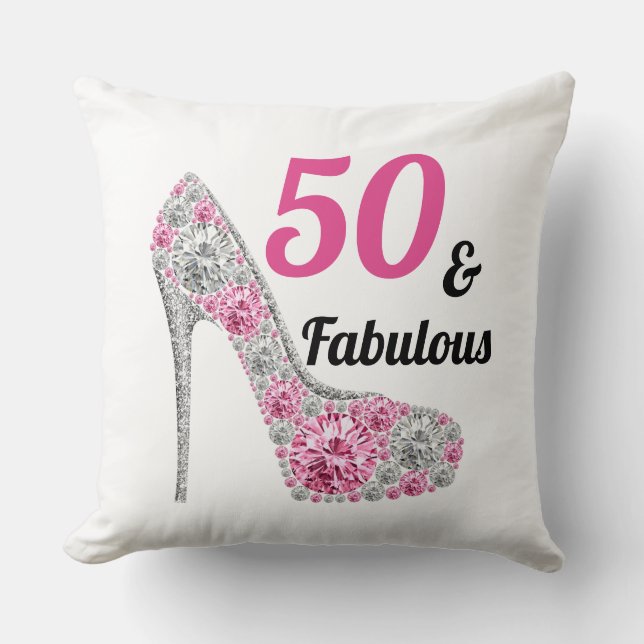 Niedlich Pink 50 und fabelhafter Geburtstag Kissen (Vorderseite)