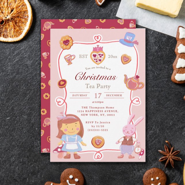 Niedlich Pink Alice im Wunderland Weihnachts-Tee-P Einladung (Von Creator hochgeladen)