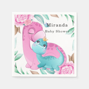 Niedlich Pink Aquamarin Dinosaurier Peony Girl Bab Serviette