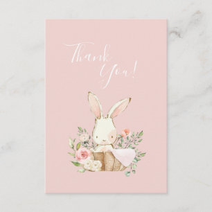 Niedlich Pink Aquarell Bunny Baby Dusche Dankeskarte